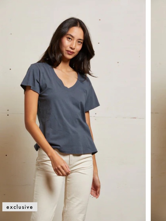 perfectwhitetee Tops - Prefectwhitetee Hendrix Cotton Boxy V-Neck Tee Shade Night Size XS